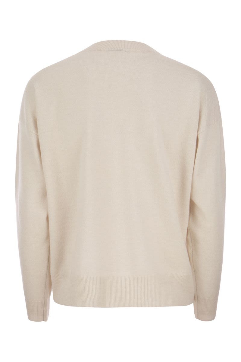 Crew-neck sweater in wool, silk and cashmere blend - VOGUERINI