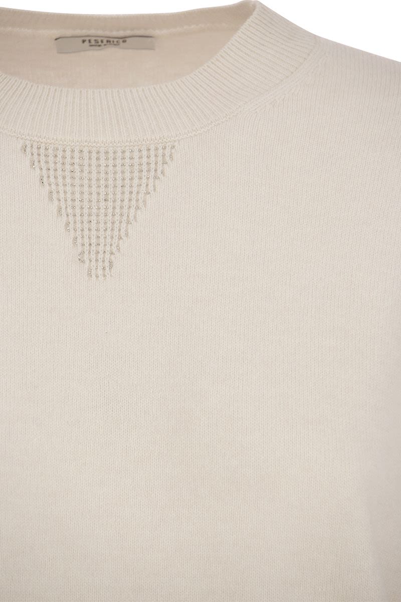 Crew-neck sweater in wool, silk and cashmere blend - VOGUERINI