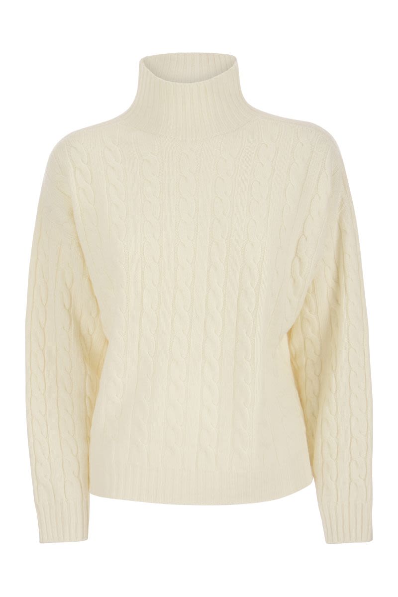 Plaited jumper in wool-silk and cashmere blend - VOGUERINI