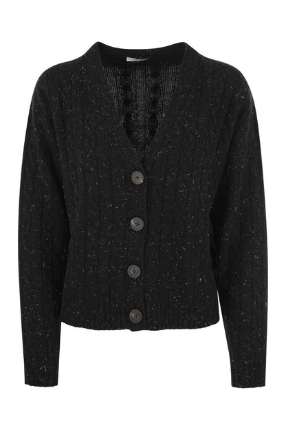 Wool, silk, cashmere and lurex cardigan - VOGUERINI