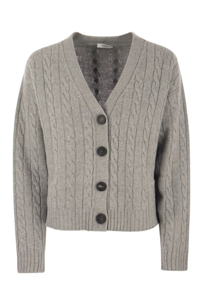 Wool, silk, cashmere and lurex cardigan - VOGUERINI