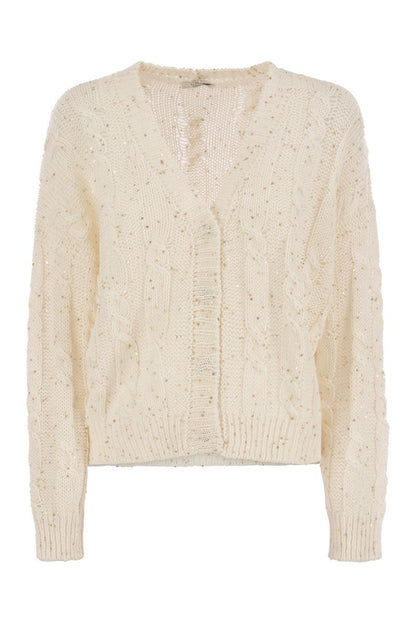 Ribbed cardigan with sequins - VOGUERINI