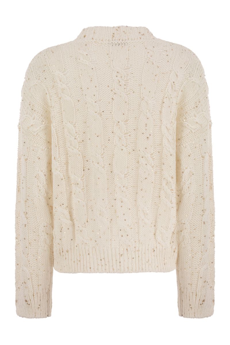 Ribbed cardigan with sequins - VOGUERINI