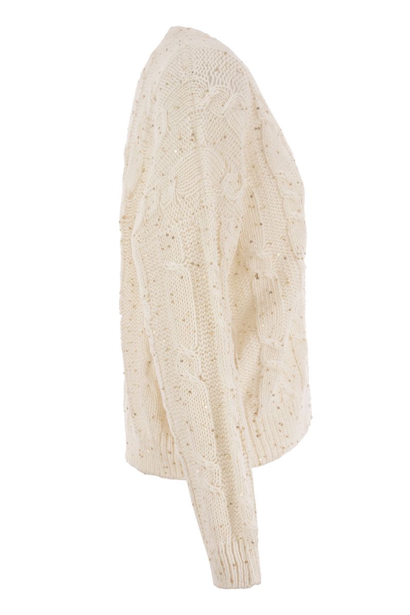 Ribbed cardigan with sequins - VOGUERINI