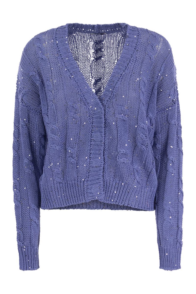 Ribbed cardigan with sequins - VOGUERINI