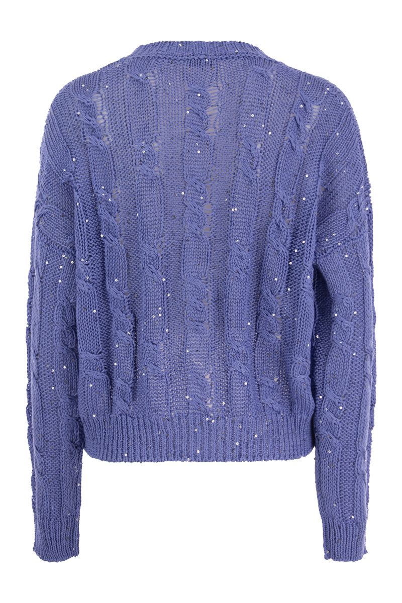 Ribbed cardigan with sequins - VOGUERINI