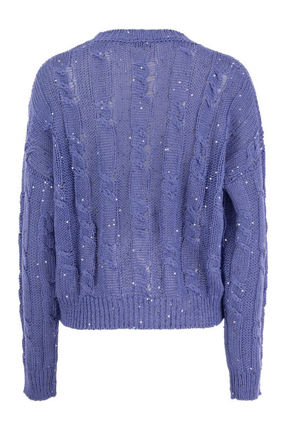 Ribbed cardigan with sequins - VOGUERINI