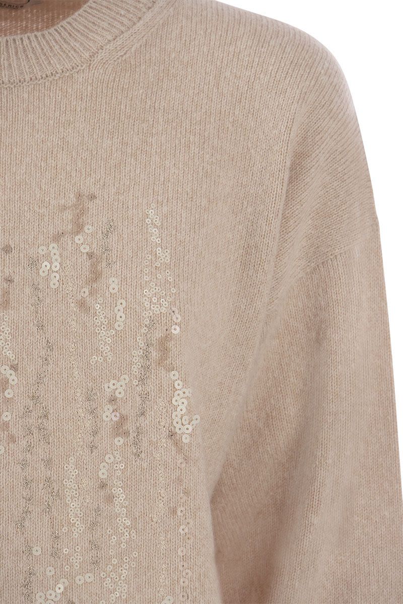 Wool, silk and cashmere sweater with sequins - VOGUERINI