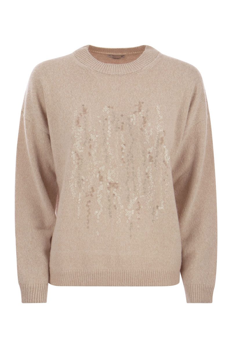 Wool, silk and cashmere sweater with sequins - VOGUERINI