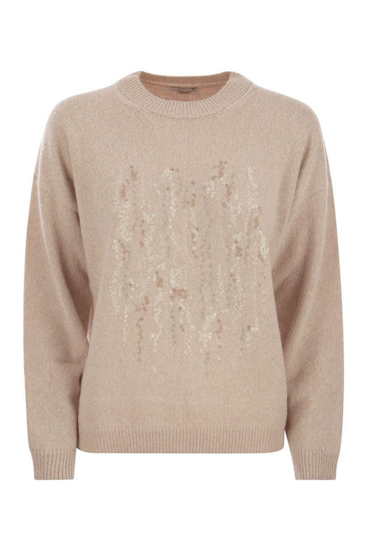 Wool, silk and cashmere sweater with sequins - VOGUERINI