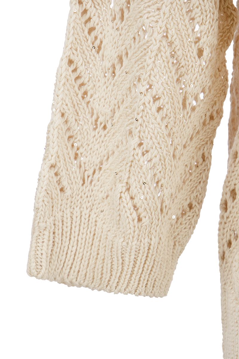 Cotton yarn sweater with sequins - VOGUERINI