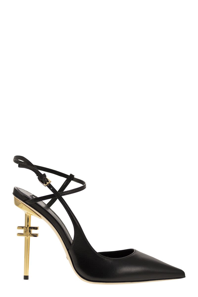 Leather slingback with logo heel - VOGUERINI