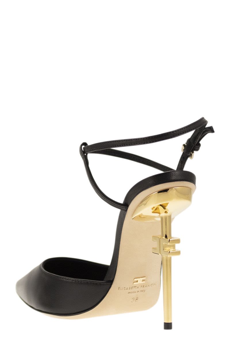 Leather slingback with logo heel - VOGUERINI