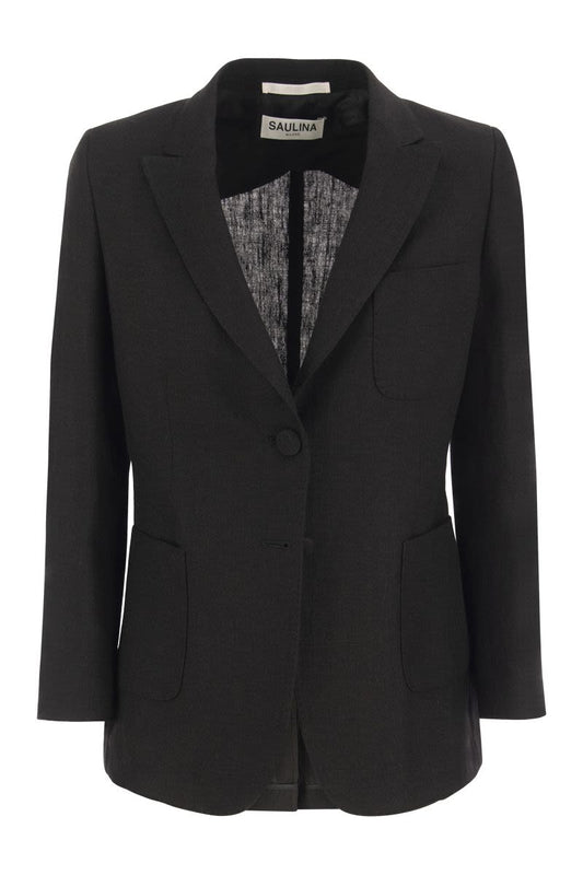 ADELAIDE - Linen two-button jacket - VOGUERINI