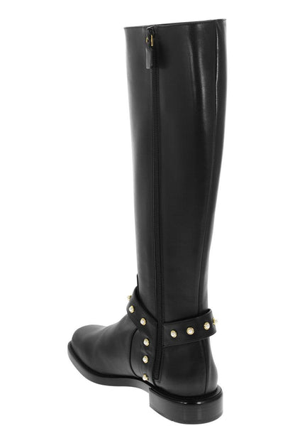 PEARL MOTO - Leather boot with pearls - VOGUERINI