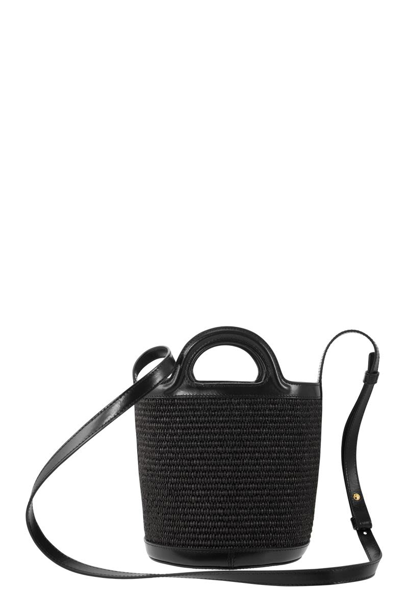 TROPICALIA - Raffia and calfskin bucket bag - VOGUERINI