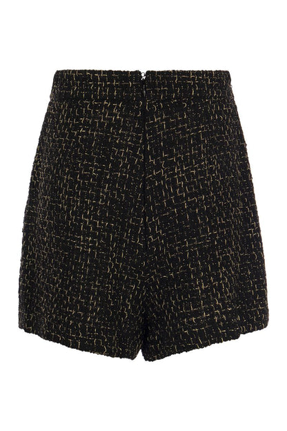 Tweed shorts with chains and logo plaque - VOGUERINI