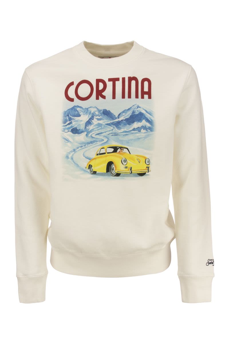 Cotton sweatshirt with MOUNTAIN CAR print - VOGUERINI