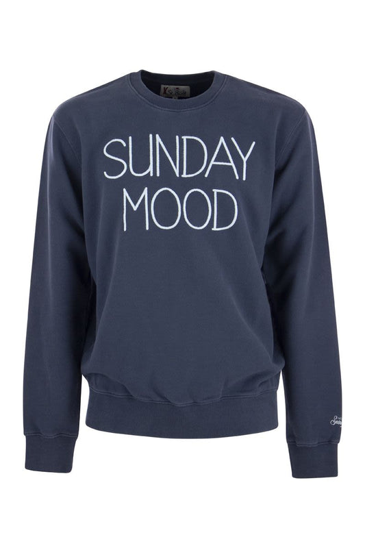 Cotton sweatshirt with SUNDAY MOOD lettering - VOGUERINI