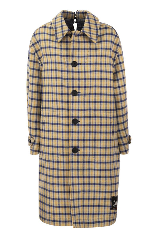 Reversible wool coat with check pattern - VOGUERINI