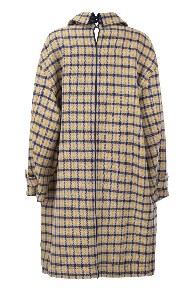 Reversible wool coat with check pattern - VOGUERINI