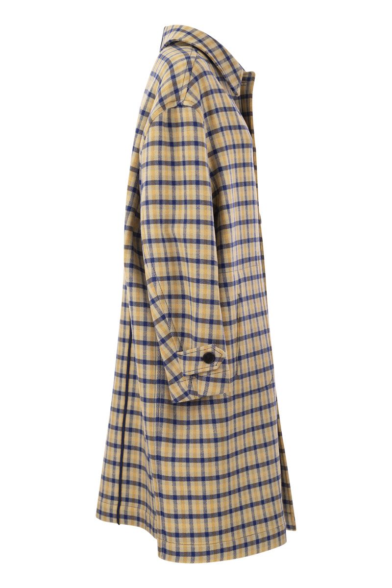 Reversible wool coat with check pattern - VOGUERINI