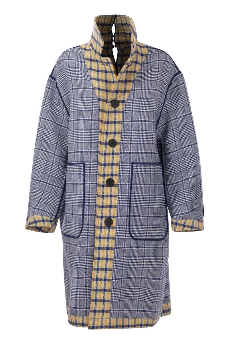 Reversible wool coat with check pattern - VOGUERINI