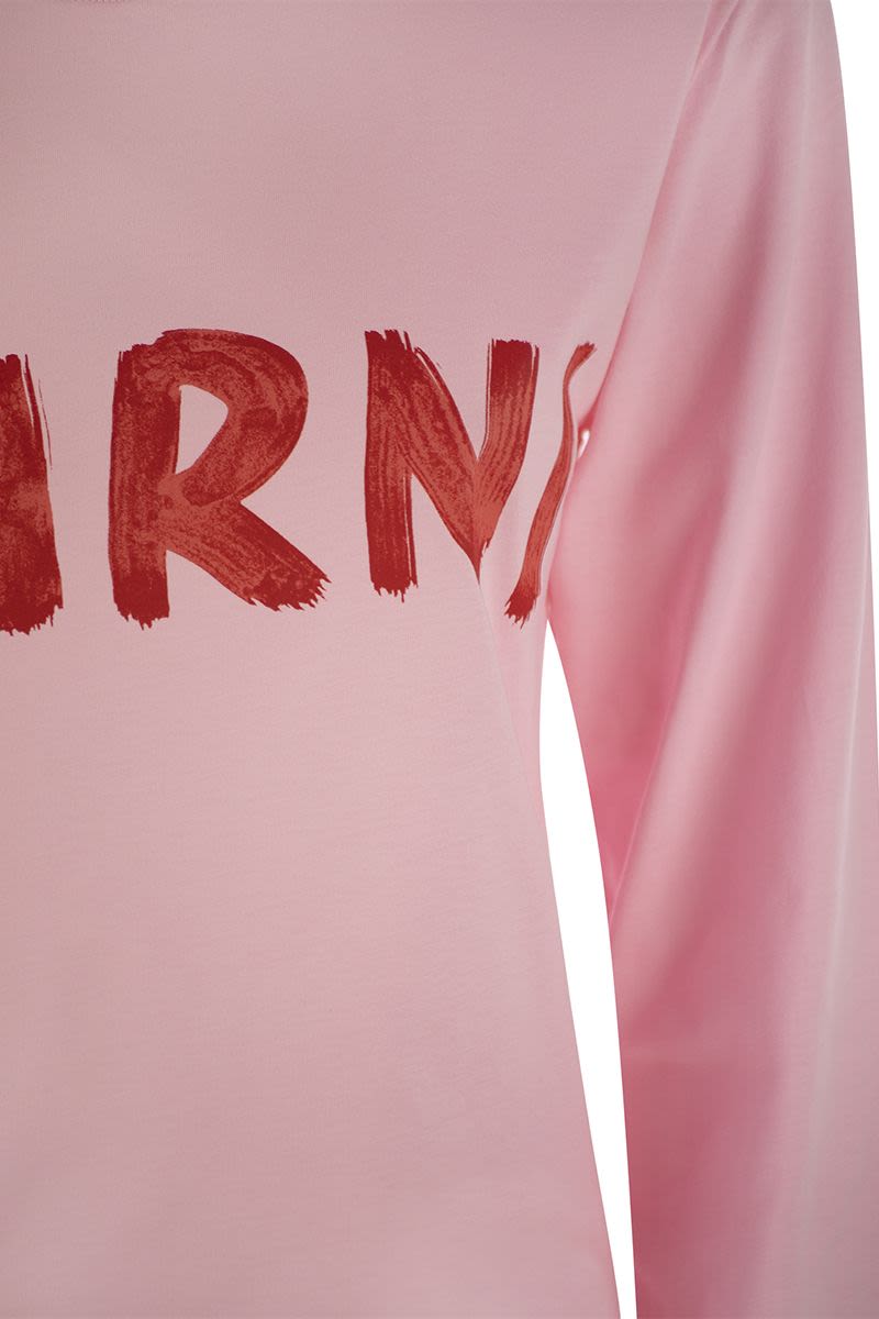 Long-sleeved cotton T-shirt with Marni lettering - VOGUERINI