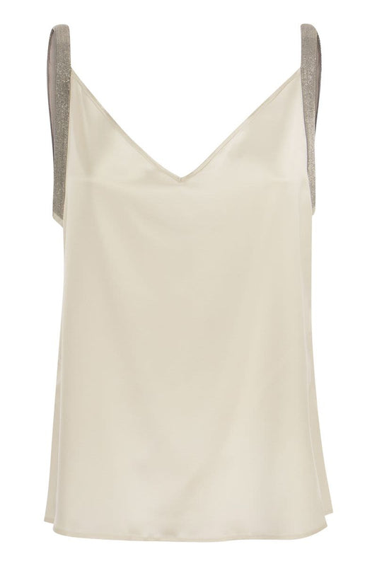 Silk top with jewelled straps - VOGUERINI