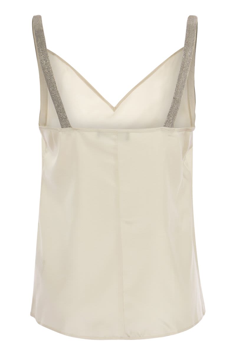 Silk top with jewelled straps - VOGUERINI