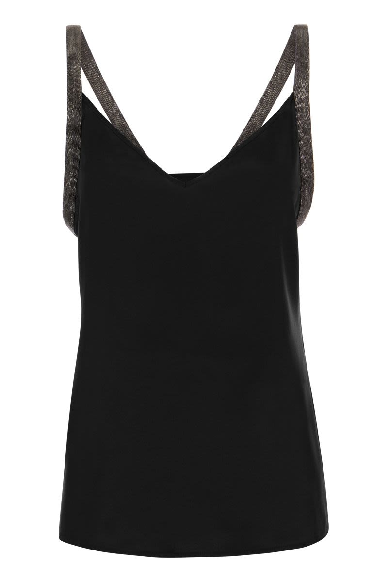 Silk top with jewelled straps - VOGUERINI