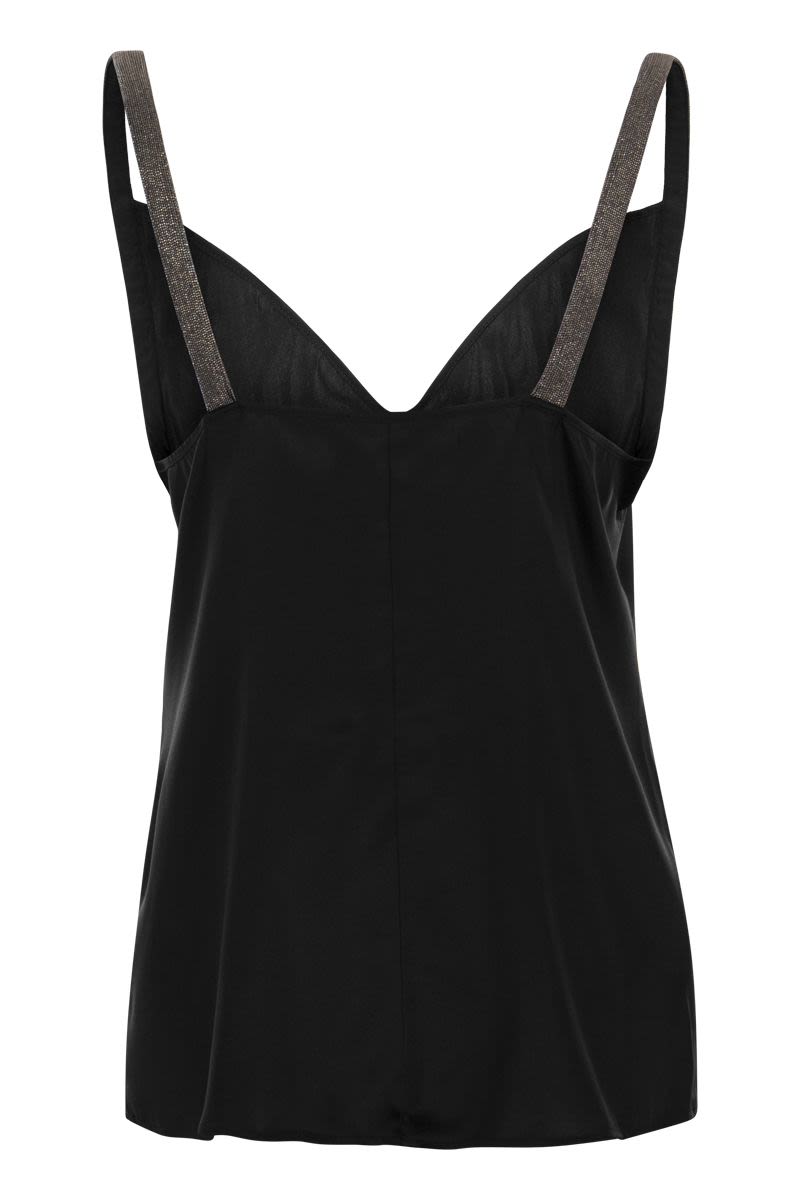 Silk top with jewelled straps - VOGUERINI