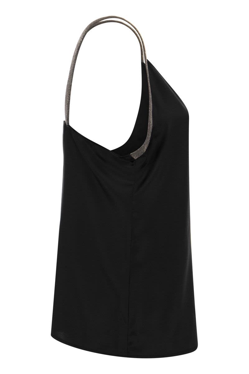 Silk top with jewelled straps - VOGUERINI