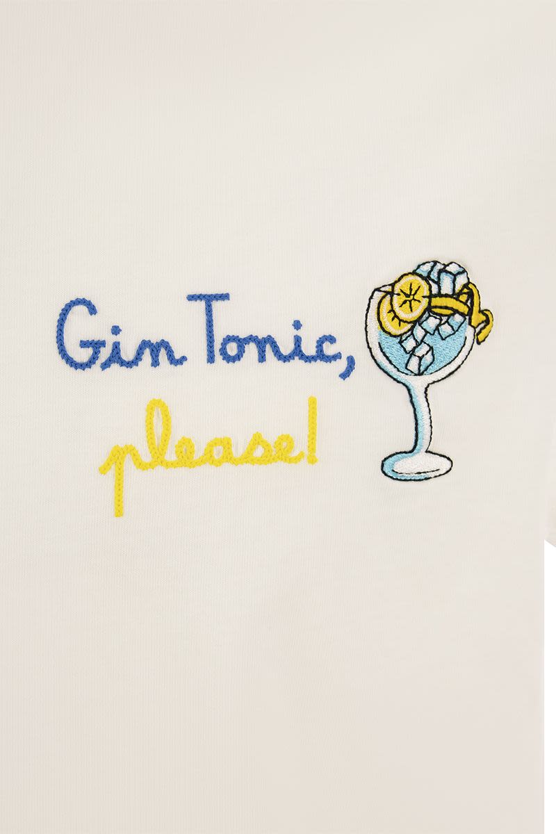 Cotton T-shirt with GLASS GIN PLEASE print - VOGUERINI