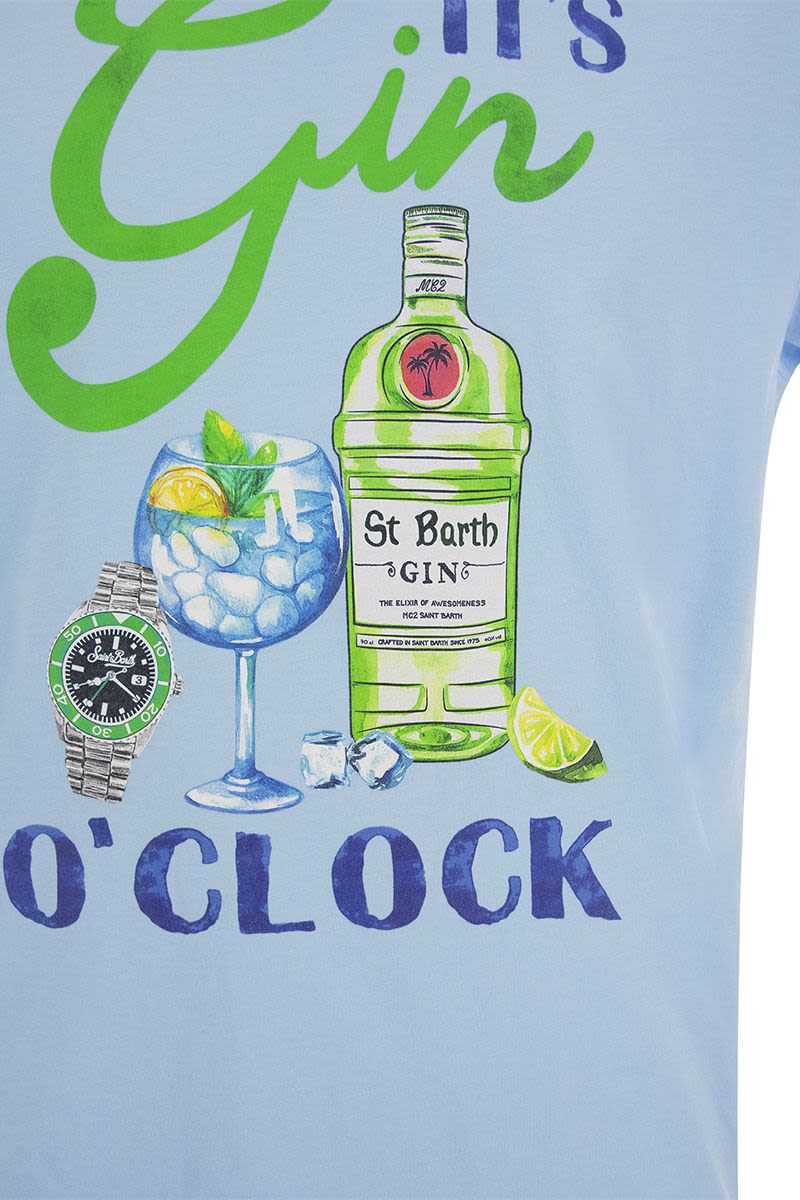 Cotton T-shirt with GIN O CLOCK print - VOGUERINI