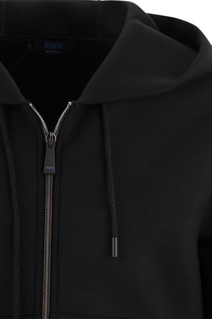 Stretch viscose sweatshirt with zip and hood - VOGUERINI