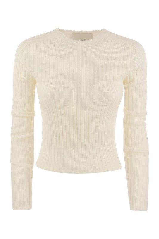 LULU - Ribbed cropped cashmere knitwear - VOGUERINI