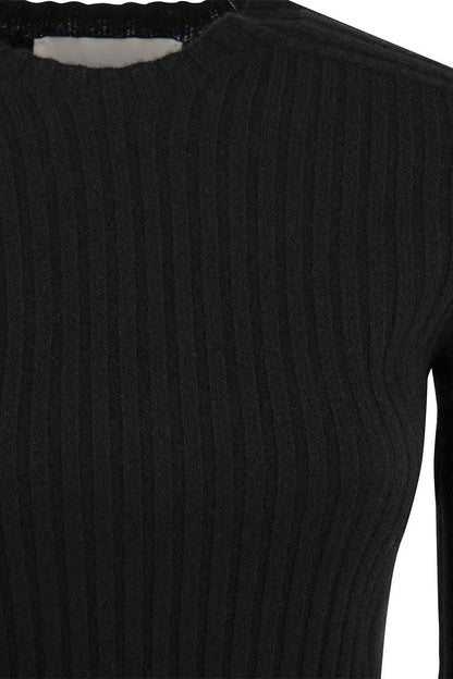LULU - Ribbed cropped cashmere knitwear - VOGUERINI