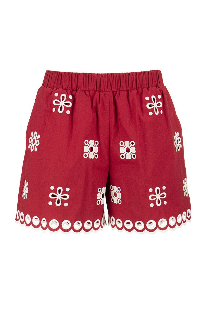 Cotton shorts with sangallo embroidery - VOGUERINI