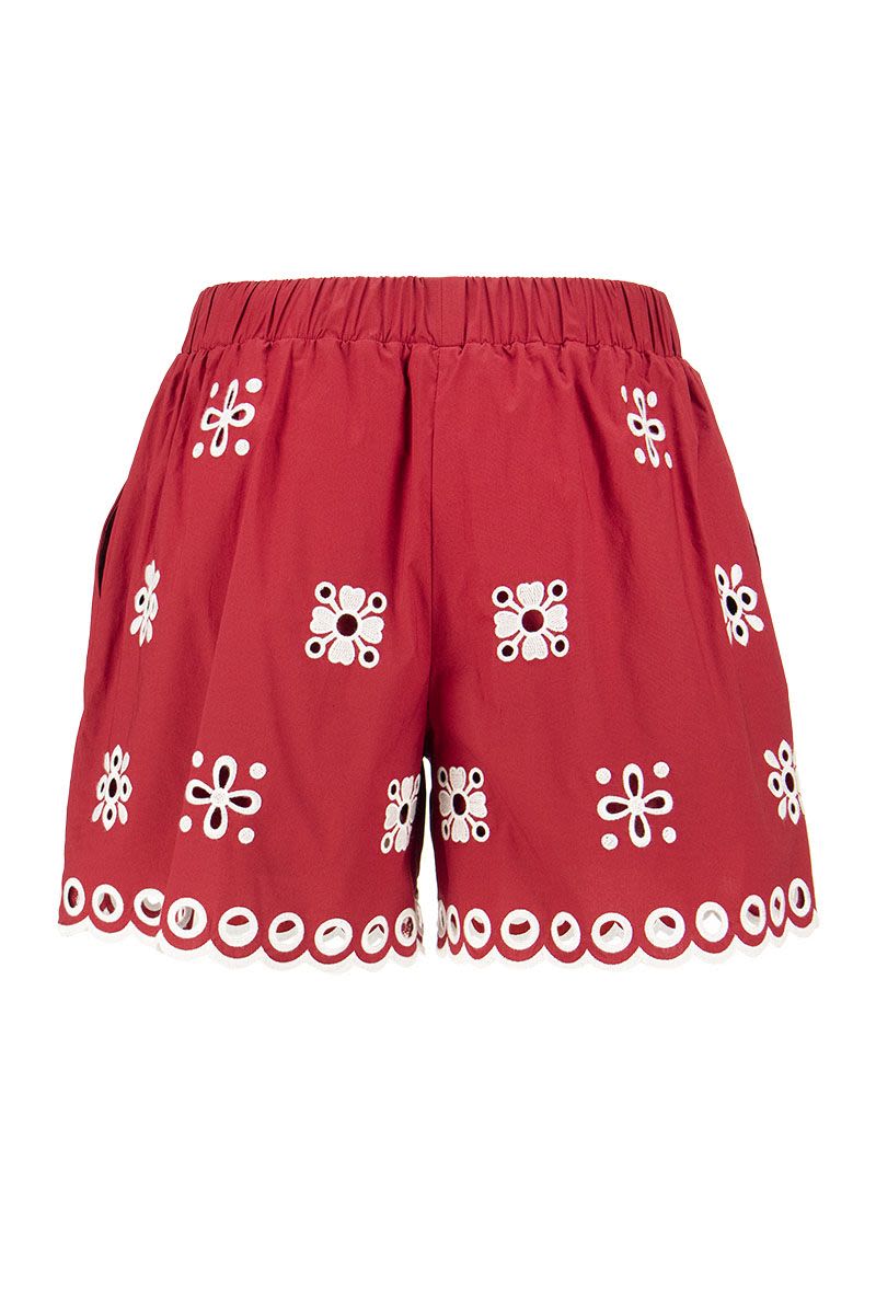 Cotton shorts with sangallo embroidery - VOGUERINI