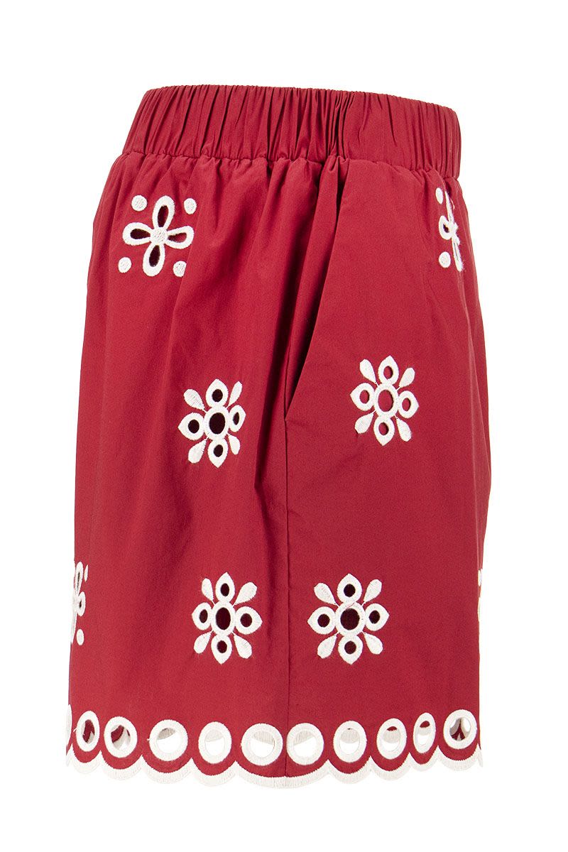 Cotton shorts with sangallo embroidery - VOGUERINI