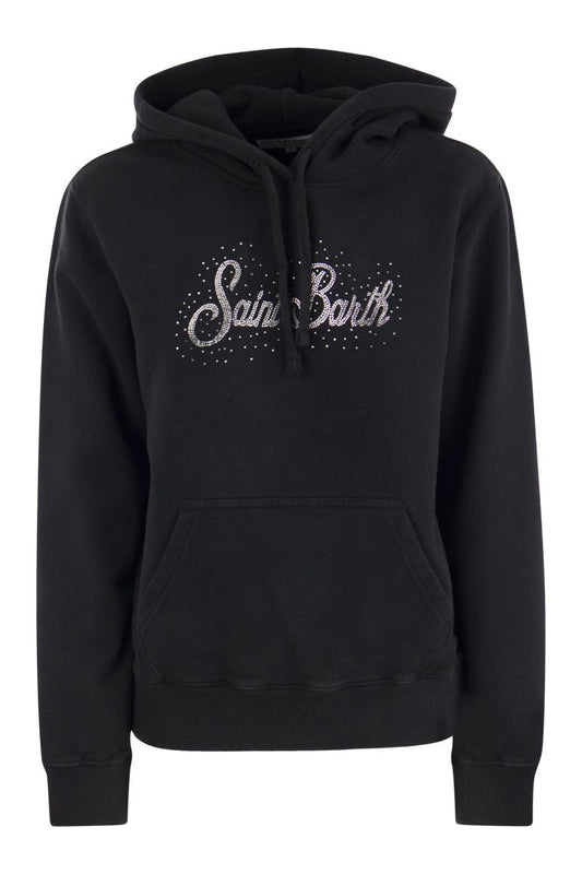 Hoodie with rhinestone print - VOGUERINI