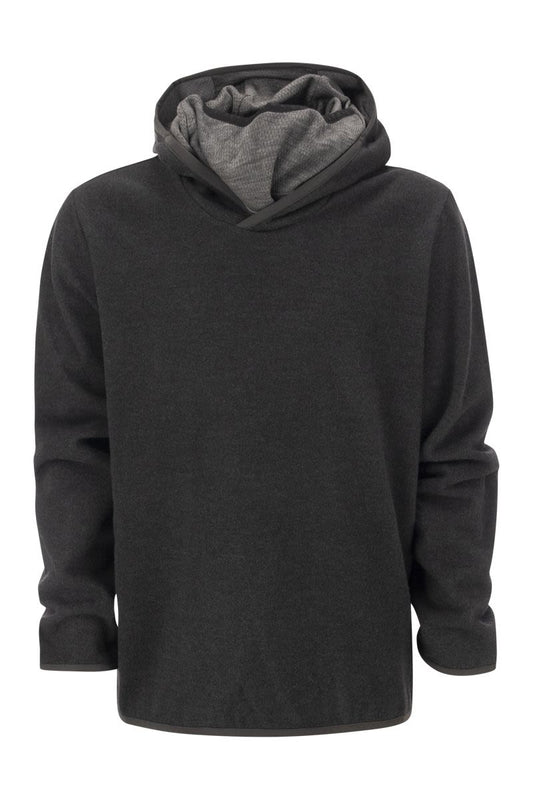 DRONE HOOD - Virgin Wool And Nylon Jersey Hooded Sweatshirt - VOGUERINI