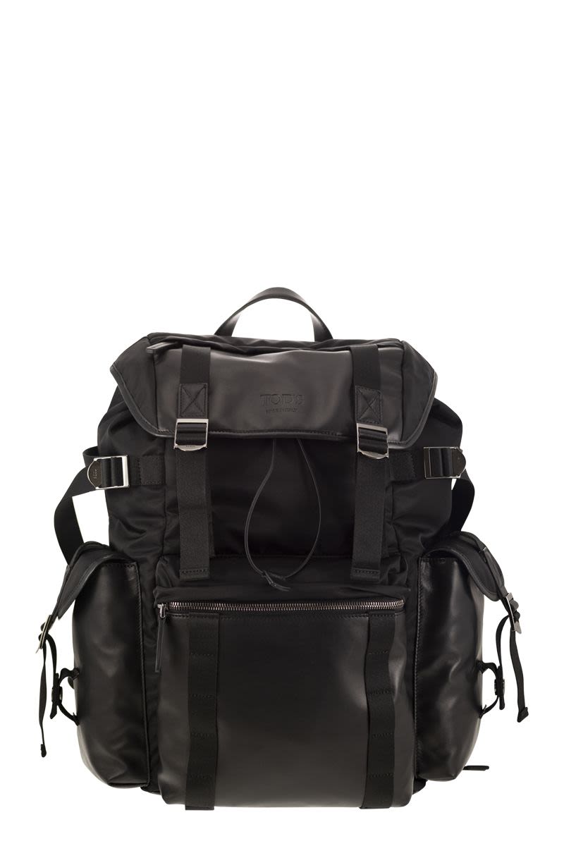 Fabric and Leather Medium Backpack - VOGUERINI