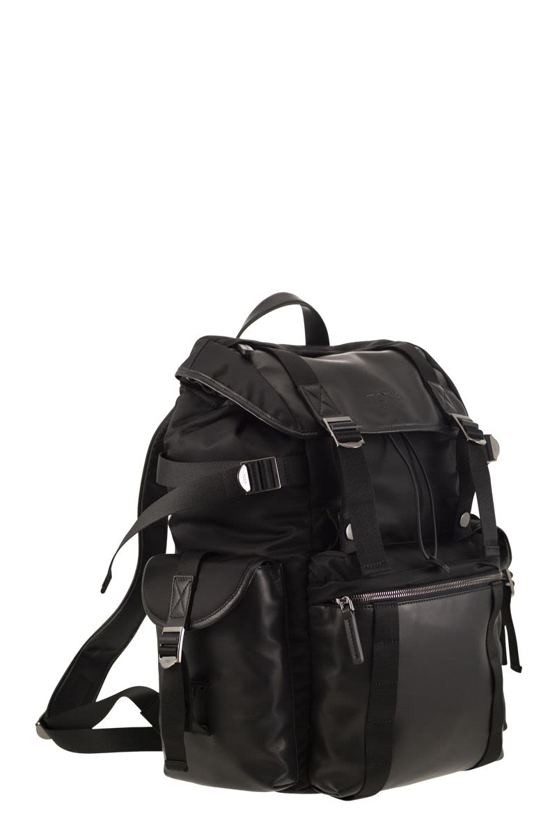 Fabric and Leather Medium Backpack - VOGUERINI