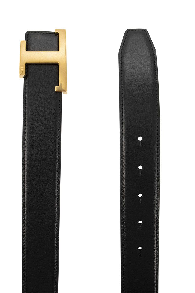 Timeless Reversible T Leather Belt - VOGUERINI