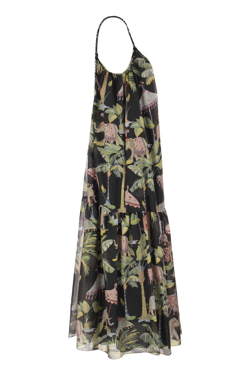 Elephant print cotton and silk dress - VOGUERINI