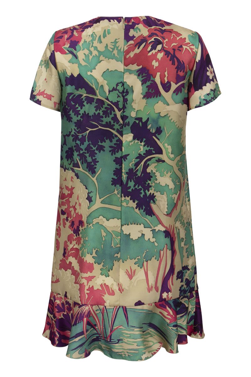 Emerald Forest print silk dress - VOGUERINI