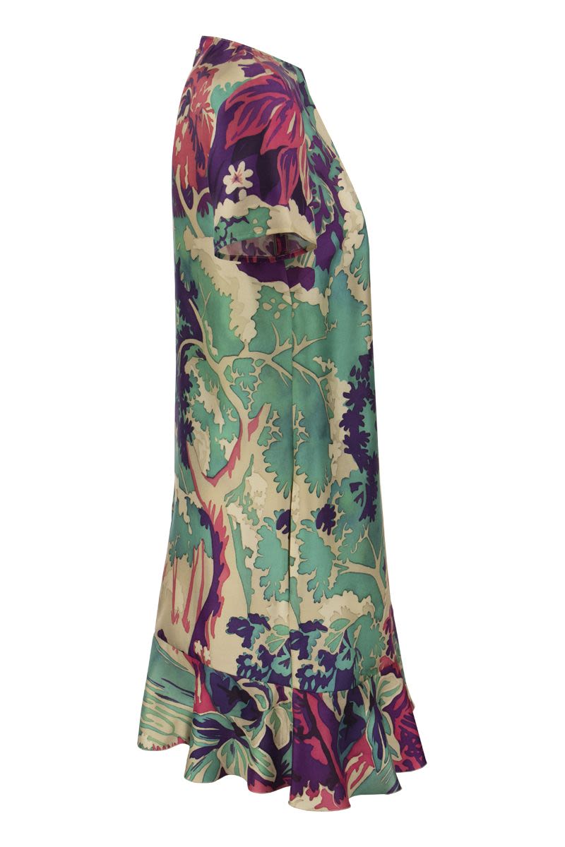 Emerald Forest print silk dress - VOGUERINI