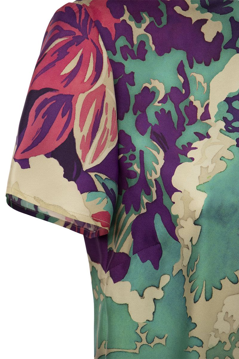 Emerald Forest print silk dress - VOGUERINI